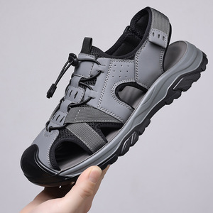 Sandalias de Hombre para Exteriores con Punta Cerrada, Casuales de Verano, Suela de Goma, Entresuela de EVA, Forro Textil, Cierre de Velcro - Product Image 1