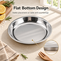 Assiette coréenne extra-épaisse en acier inoxydable, écologique, durable, de qualité alimentaire, à base plate, pour barbecue et service de snacks