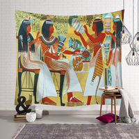 Tapisserie murale en polyester avec scène de temple hiéroglyphique dorée, décoration murale, impression HD, résistante à la décoloration, OEM ODM