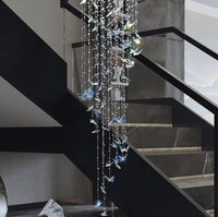Luminaire décoratif de haute qualité pour la maison, hôtel, hall, escalier, style postmoderne, petit lustre en cristal en forme de papillon, LED