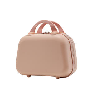 Trousse de maquillage style bonbon, boîte de rangement cosmétique portable de 12 pouces avec fermeture éclair et poignée souple pour les voyages de loisirs, couleur unie - Product Image 1