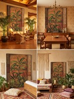 Peinture à l'huile peinte à la main, style forêt tropicale, jungle, botanique, florale, cadre en alliage d'aluminium, vente en gros pour hôtels