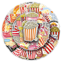 50 autocollants en vinyle créatifs et amusants sur le thème du pop-corn, directement de l'usine, pour la décoration DIY de jouets et de bouteilles d'eau