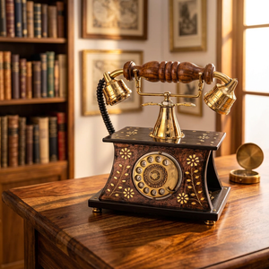 Teléfono de Latón Hecho a Mano, Modelo Decorativo de Inspiración Vintage, Adorno Retro para Escritorio, Decoración para Mesa de Oficina en Casa y Regalo - Product Image 2