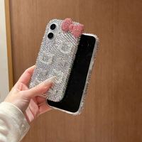 Casing HP 3D Full Diamond Kartun KT Cat untuk Apple 15 14 13 Pro Max, Casing Kristal untuk iPhone 16 Plus