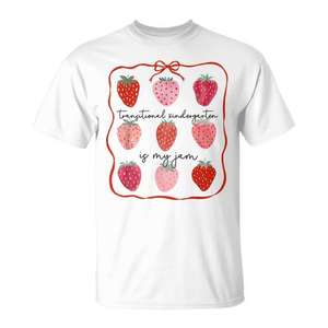 Camiseta para profesores de jardín de infantes Transicional Kindergarten Is My Jam Strawberry Tk - Product Image 1