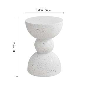 Tavolino a 3 livelli Hourglass Ball in MgO, Tavolino da Caffè in <span class=keywords><strong>Terrazzo</strong></span> Bianco Maculato, Arredamento Moderno per Interni ed Esterni Resistente alle Intemperie - Product Image 4