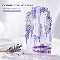 Carte postale en papier découpé au laser avec motif complexe, impression HD, carton épais de qualité supérieure pour le tourisme, vente en gros, directement de l'usine