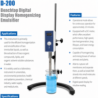 Homogénéisateur de laboratoire portatif D200, Disperseur de tissus haute vitesse 8000-30000 tr/min, Disrupteur cellulaire portable, OEM, Capacité 20-1200 ml
