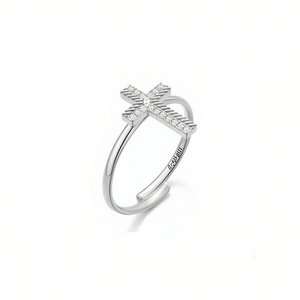 Amy Amy <b>Cross</b> <b>Ring</b> 925 <b>Silver</b> Plated Cubic Zirconia Women's Religious Jewelry Daily Wear Gift - Product Image 4