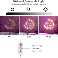 Enseignes LED néon à intensité variable motif Chat Lune de Dessin Animé pour Cadeaux d'Enfants - Alimentation par Batterie/Adaptateur, Décoration Contrôlée par Bluetooth pour Voiture et Bâtiment