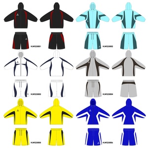 Bloc de couleur à capuche coupe-vent ensemble court fonctionnel fermeture éclair léger hommes blanc Nylon vêtements de sport lâche été costume - Product Image 1