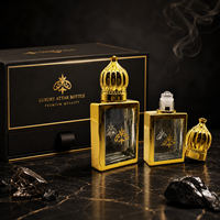 Flacon de parfum de luxe en verre ajouré plaqué or 6ml 8ml 10ml 15ml, flacon vide pour huiles essentielles, flacon d'attar rechargeable, style arabe