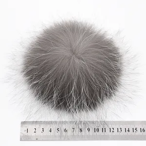 Fur Ball 12-15CM Silver Fox Fur Trim Real Fur Ball Silver Fox Fur Pom Poms Keychain Accessories