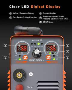 Mesin Pemotong Plasma FEIFANKE 55A Tegangan Ganda 110V/220V Frekuensi Tinggi <span class=keywords><strong>Pilot</strong></span> ARC Non-Touch <span class=keywords><strong>3</strong></span>/4 inci Potongan Maksimum 1/2 inci Potongan Bersih 2T/4T Post Flow - Product Image 2