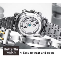 Montre de luxe sportive pour homme POEDAGAR 8051, automatique, mécanique, en acier inoxydable, avec aiguilles, style mode, Relogio