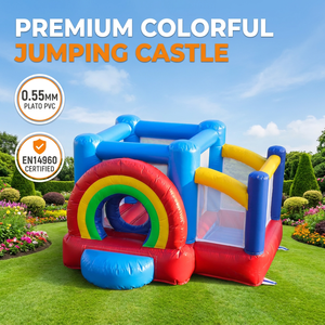 Château gonflable arc-en-ciel de qualité commerciale, château gonflable géant coloré avec toboggan pour les fêtes d'<span class=keywords><strong>anniversaire</strong></span> des enfants, <span class=keywords><strong>location</strong></span> - Product Image 1
