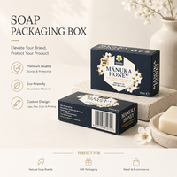 Boîtes en carton blanc personnalisées pour savon avec logo en feuille d'or et détails UV pour savon bio, produit végétalien et emballage éco-responsable