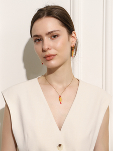 Dingran vergoldete Edelstahl Fisch Anhänger Halskette Bunte Emaille Koi Design Nautischer Schmuck - Product Image 3