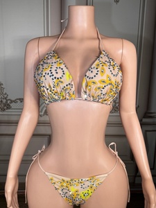 Traje de Baño de Dos Piezas de Chifón <span class=keywords><strong>para</strong></span> Mujer, Diseño Floral, Escote en V Profundo, Espalda Descubierta, Adornos de Pedrería, Tallas Grandes - Product Image 2