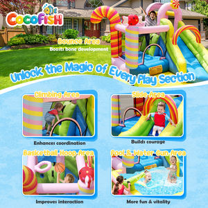 Parc aquatique gonflable à thème Cocofish Candy, château gonflable, trampoline pour enfants, fête et été - Product Image 3