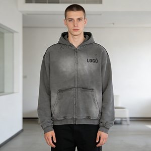 <b>Mens</b> Oversized Hoodies <b>Pullover</b> Women Fall Acid Wash Plain Preppy Hoodie Streetwear Cotton Vintage Hooded Sweatshirt - Product Image 2