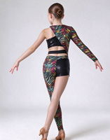 Costume de danse jazz à sequins imprimé zèbre coloré, tenue de danse irrégulière à une manche longue pour filles, pour performance