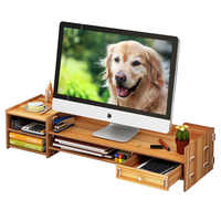 Support de moniteur d'ordinateur, étagère de rangement de bureau, boîte de rangement de bureau, organisateur de clavier, étagère