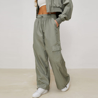 Pantalon de Parachutiste Personnalisable avec Logo OEM pour Femme, Pantalon Ample, Pantalon de Danse, Séchage Rapide, Jambe Large, Streetwear, Pantalon de Survêtement en Nylon