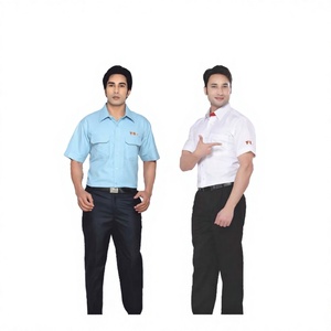 Chemise Polo Uniforme pour Hommes Ceemee, Autre Vêtement de Travail pour Gardiens, Blanc et Bleu Clair d'été avec Patch Logo - Product Image 1