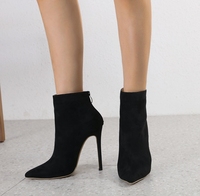 2024 usine nouvelles dames noir daim hiver Stiletto bottines bout pointu mince talons hauts bottes femmes chaussures