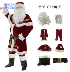 HESPER Man Santa Claus Suit Adult Christmas Cosplay Costume Red Velvet Fancy Set Plus Size Xmas Party Family Costume Outfits - Product Image 2