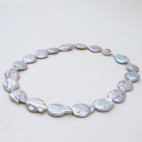 Collier ras du cou Lucy Jewelry style INS, perles baroques naturelles d'eau douce de couleur grise en forme de pièce de monnaie, plaqué or 14 carats, qualité AAAAA