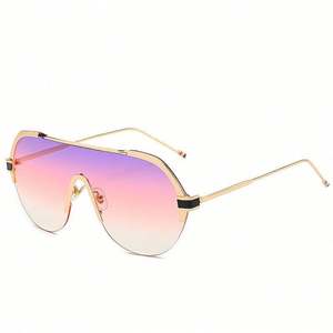 Gafas de Sol de Moda Retro de Lujo con Marco Metálico Grande para Mujer, Gafas de Sol de Gran Tamaño Tipo Escudo, Gran Venta 2019 - Product Image 2