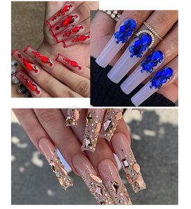 Strass pour ongles en cristal AB rose, rouge et bleu, tailles mixtes, fond plat, diamants en verre 3D, gemmes brillantes, décoration de manucure, nail art - Product Image 2