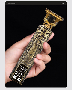 Máquina Cortapelos Eléctrica Vintage T9 con Pantalla LCD <span class=keywords><strong>de</strong></span> Buda, Cortadora <span class=keywords><strong>de</strong></span> Pelo USB con Cuchilla en T <span class=keywords><strong>de</strong></span> 0 mm para Uso Doméstico o en Salón - Product Image 4