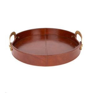 Corbeille à fruits en cuir simple et élégante, plateau à fruits en cuir PU, plateau de rangement pour clés et articles divers - Product Image 1