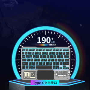 7 couleurs LED rétro-éclairage Transparent cristal clair BT <span class=keywords><strong>clavier</strong></span> sans fil pour iPad <span class=keywords><strong>Samsung</strong></span> Windows Android IOS universel - Product Image 4