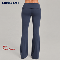 Pantalon de yoga évasé pour femme, coupe bootcut, taille repliable, dos froncé, effet push-up, longueur intégrale, anti-humidité, pour le sport et la détente