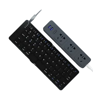 Keyboard Bluetooth lipat Mini, papan ketik lipat nirkabel portabel untuk pc touchpad