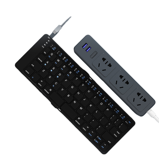 Hot Sale Mini Folding Keyboard USB Type-C LED Backlit Portable Wireless for Built-in Battery 65-Key PC Touchpad Office Use