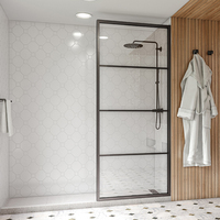 Panel de Ducha de Vidrio Templado de 10 mm de Espesor con Marco Dorado, Estilo Simple, Mampara de Vidrio para Baño con Marco de Aluminio