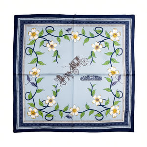 Foulard quadrato floreale 70x70 cm con motivo carrozza per donna e uomo - Product Image 1