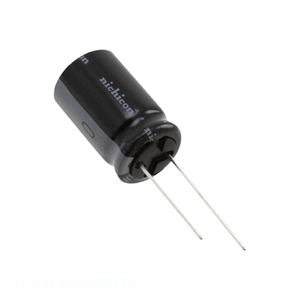 Condensateur canal fabricant CAP ALUM 100UF 20% 16V RADIAL TH 100 uF à montage traversant UKL1C101MPD1TA - Product Image 1