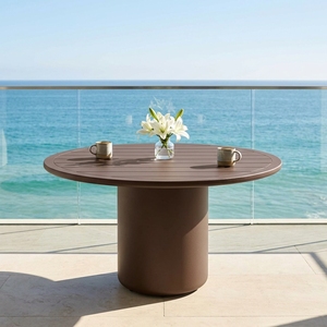 Mesa de Comedor Redonda Moderna de Aluminio para Exteriores, Resistente a la Oxidación, Mesa Comercial para <span class=keywords><strong>Terraza</strong></span> de Hotel y Proyectos de Restaurantes - Product Image 1