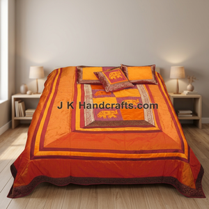 ชุดเครื่องนอนงานแฮนด์เมดแนวชนกลุ่มน้อยผ้าไหมอินเดีย - Product Image 4