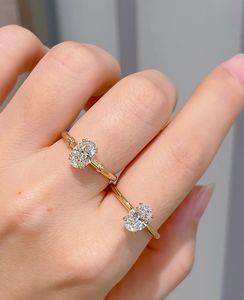 Xinfly 18K Solid Real Gold Trendy D VS1 1CT <b>Solitaire</b> IGI Lab Grown Diamond Oval Cut <b>Ring</b> for Wedding Engagement - Product Image 4