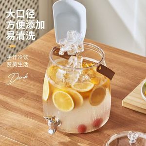 Square Cold Water Pitcher With Faucet Large Capacity For Fruit Tea Beverage Storage Household Use - Product Image 3