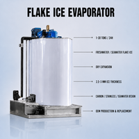 Évaporateurs industriels à glace en paillettes, compresseurs haute efficacité, type eau de mer, capacité 1-30 tonnes pour la distribution de produits de la mer en chaîne du froid