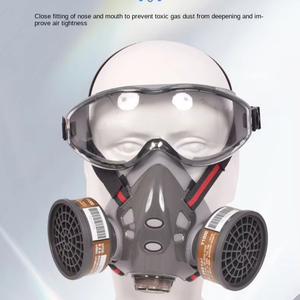 <span class=keywords><strong>Masque</strong></span> <span class=keywords><strong>respiratoire</strong></span> demi-visage en silicone réutilisable à 2 couches avec valve d'expiration pour un ajustement confortable, travail de sécurité pour la peinture industrielle - Product Image 5